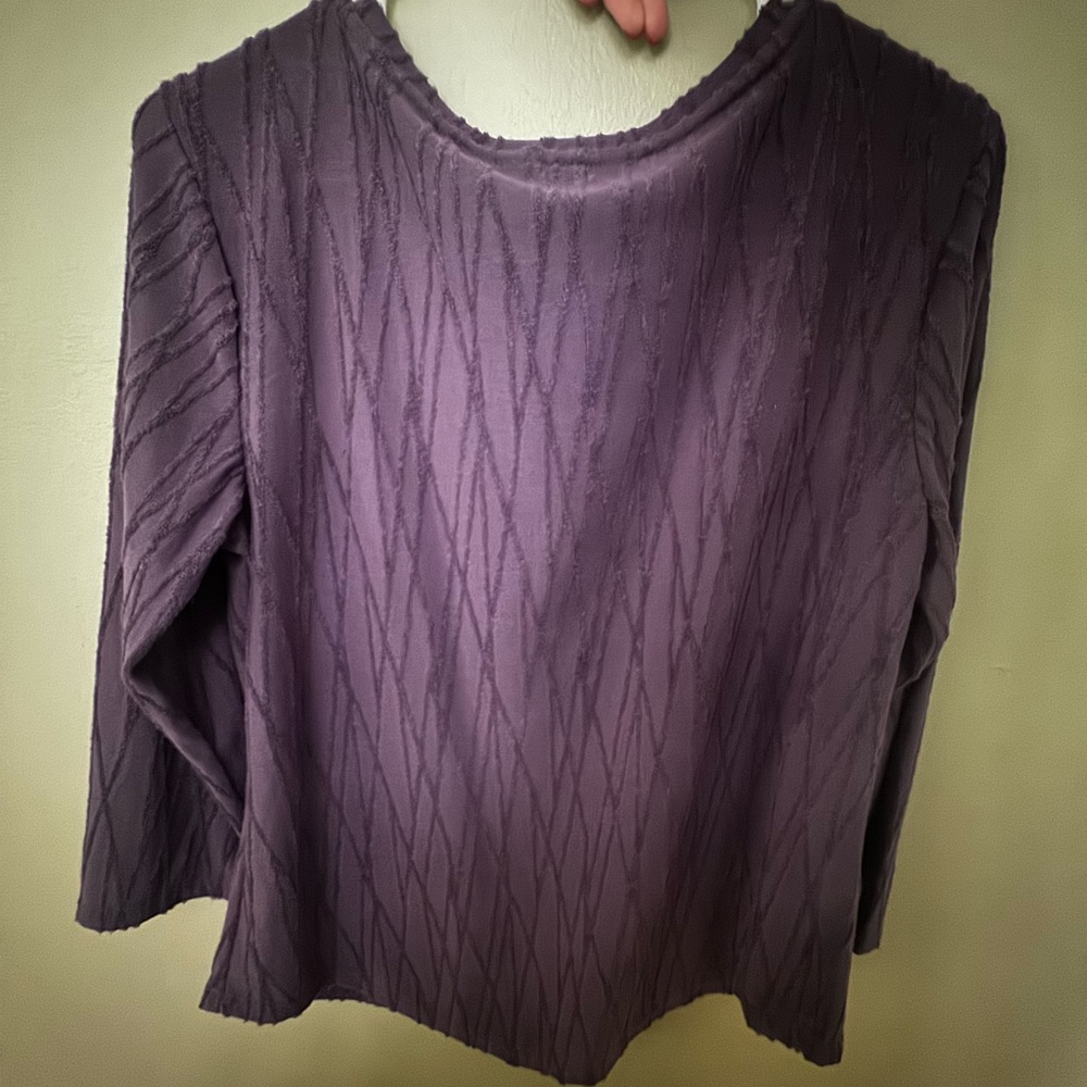 Simply Vera Vera Wang Purple Ribbed 3/4 Sleeve Blouse